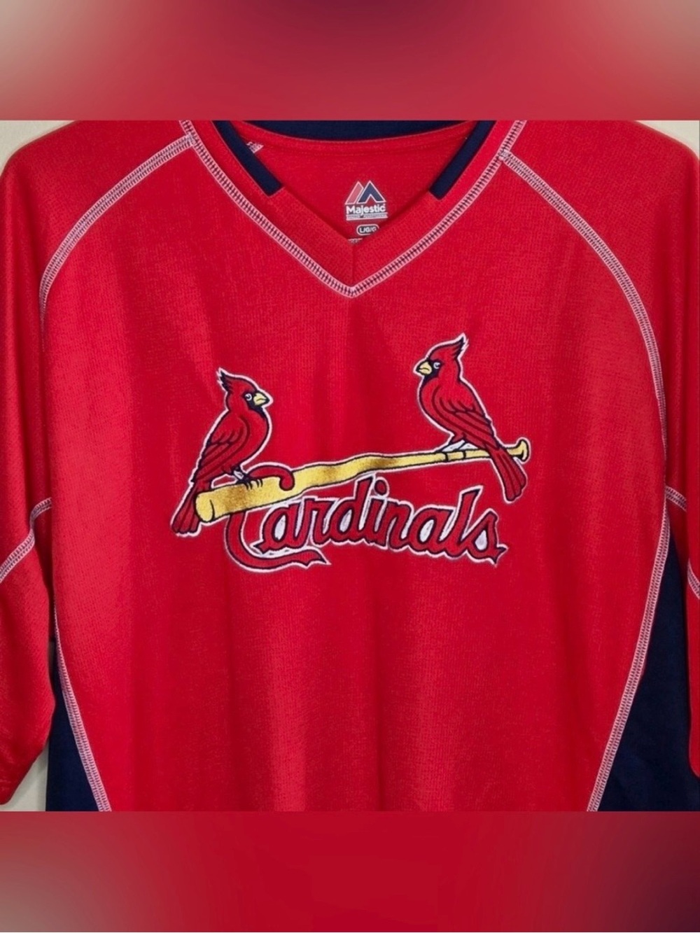 St. Louis Cardinals Red MLB Majestic Athletic Throwback V-Neck Pullover Jersey